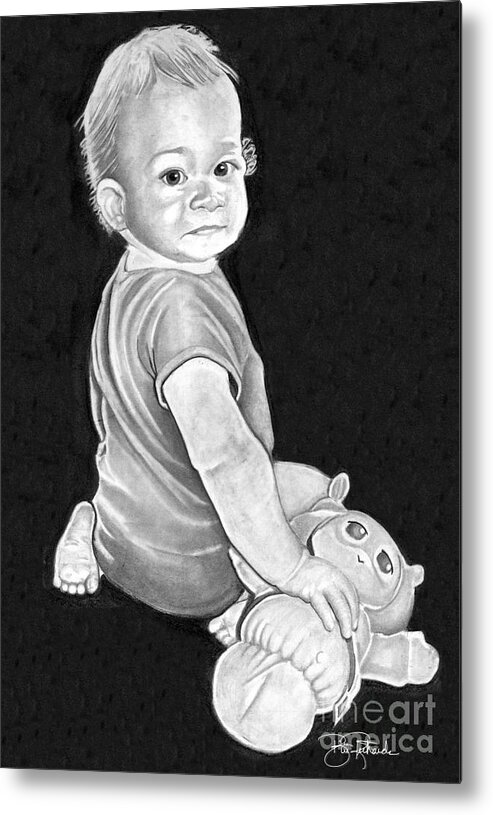 Pencil Metal Print featuring the drawing Baby by Bill Richards