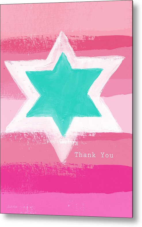 Bat Mitzvah Card Metal Print featuring the painting Bat Mitzvah Thank You Card by Linda Woods