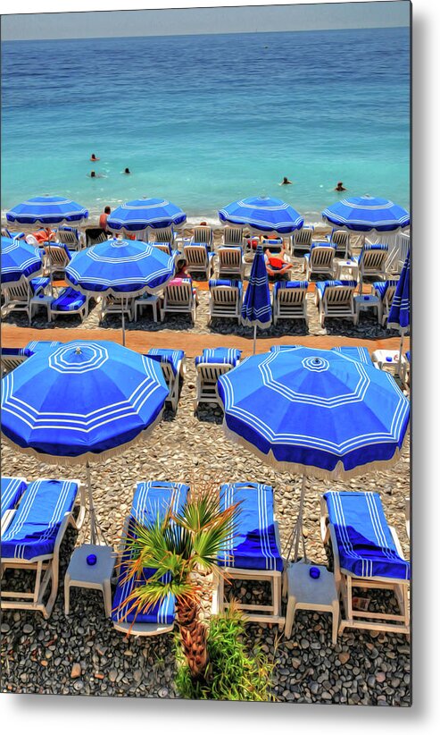 Nice Metal Print featuring the photograph Beach at Nice France by Dave Mills