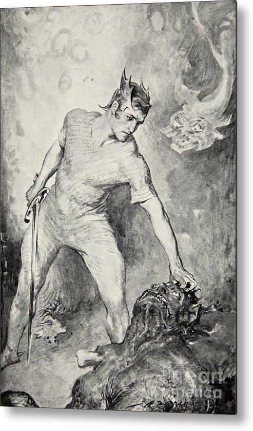 Beowulf shears off the head of Grendel Metal Print by John Henry Frederick  Bacon - Fine Art America
