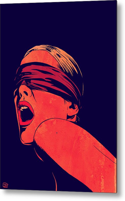 Giuseppe Cristiano Metal Print featuring the drawing Blindfolded by Giuseppe Cristiano