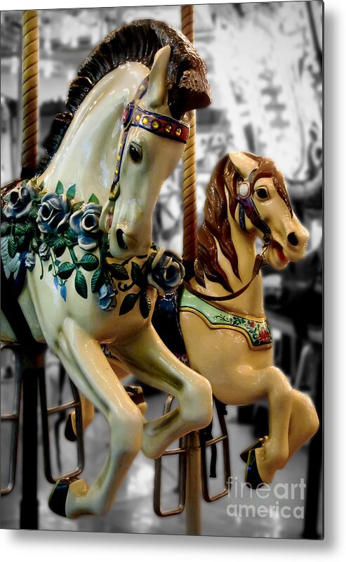 Carousels Metal Print featuring the photograph Blue Rose and Rose Bud by Colleen Kammerer