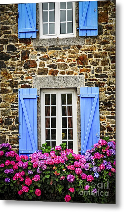 House Metal Print featuring the photograph Blue shutters by Elena Elisseeva