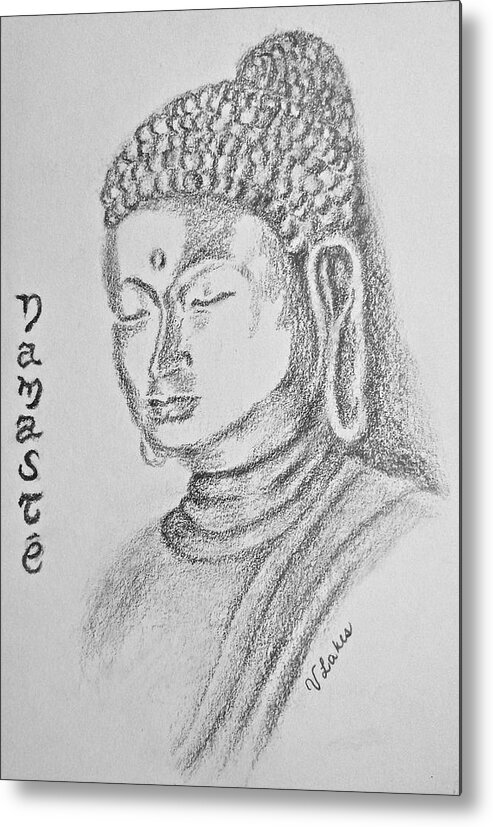 Buddha Metal Print featuring the drawing Buddha by Victoria Lakes