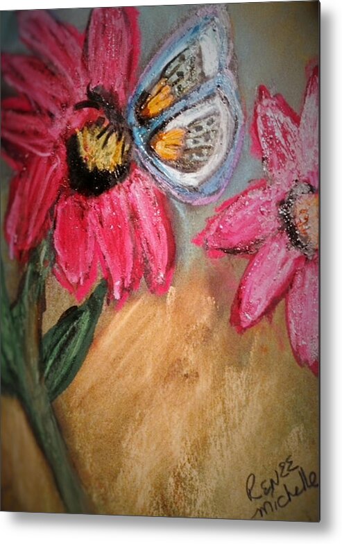 Butterfly Metal Print featuring the pastel Butterfly Breakfast by Renee Michelle Wenker