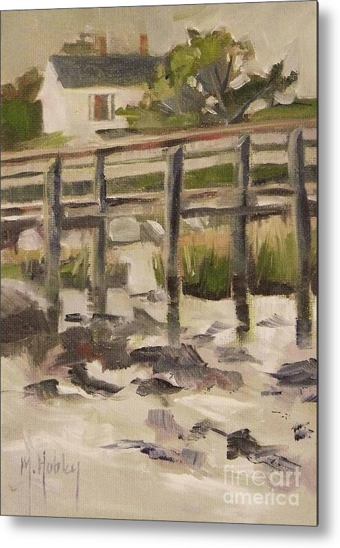 Doodlefly Metal Print featuring the painting By the Dock by Mary Hubley