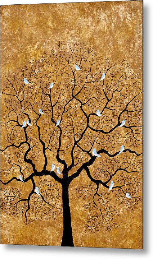 Treescape Metal Print featuring the painting By the tree by Sumit Mehndiratta