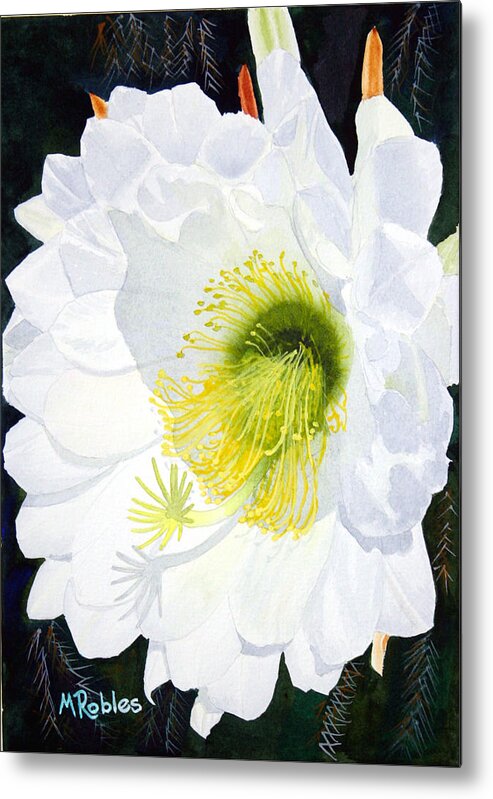 Flower Metal Print featuring the painting Cactus Flower II by Mike Robles
