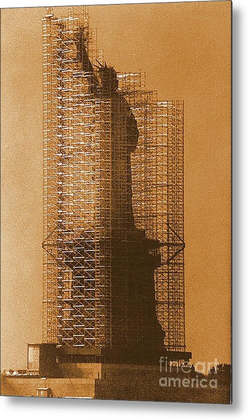 New York Metal Print featuring the photograph New York Lady Liberty Statue Of Liberty Caged Freedom by Michael Hoard