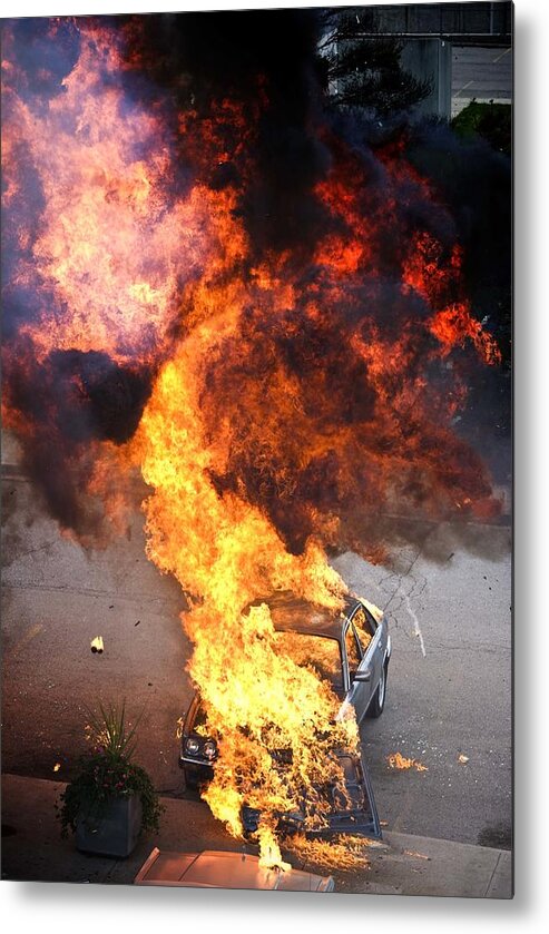 Brampton Metal Print featuring the photograph Car Explosion by Insight Imaging