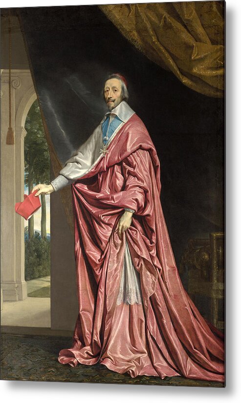 Philippe De Champaigne Metal Print featuring the painting Cardinal de Richelieu by Philippe de Champaigne