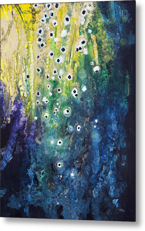 Abstract Metal Print featuring the painting Cascading Colors by Tara Thelen