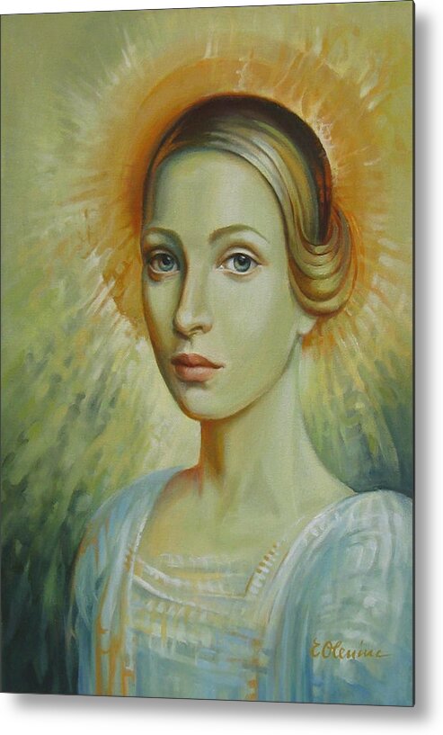 Portrait Metal Print featuring the painting Celestial by Elena Oleniuc