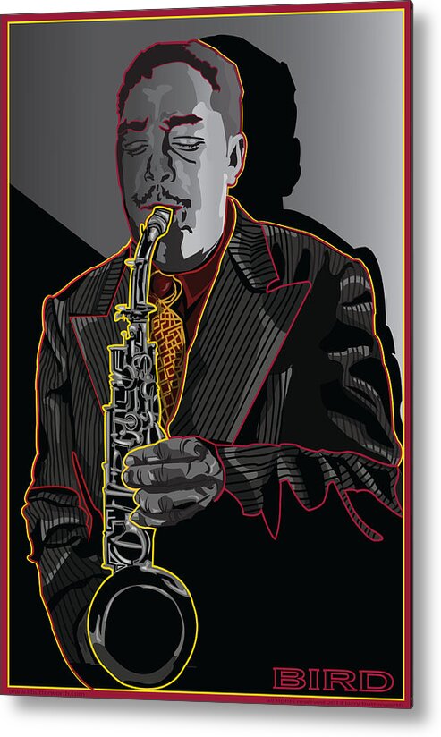 Bird Metal Print featuring the digital art Charlie Parker Jazz Saxophone Legend by Larry Butterworth