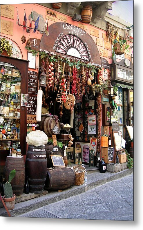 Sicily Metal Print featuring the photograph Cheese Salami and Wine by Caroline Stella