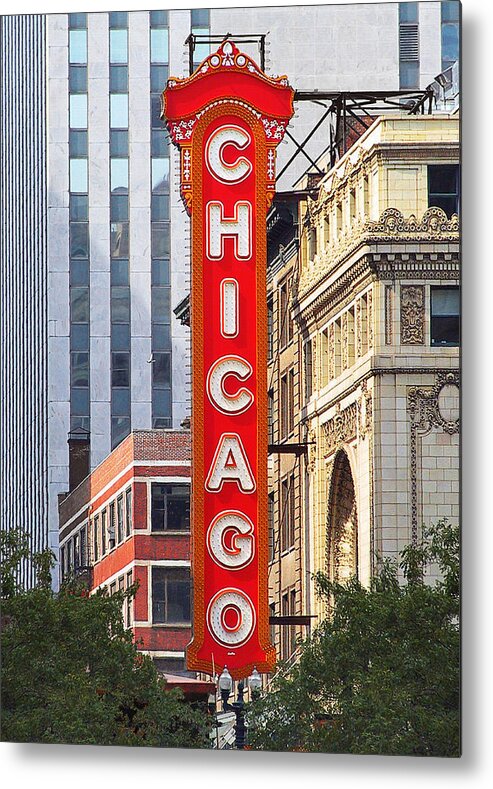 Chicago Metal Print featuring the photograph Chicago Theatre - A classic Chicago landmark by Alexandra Till
