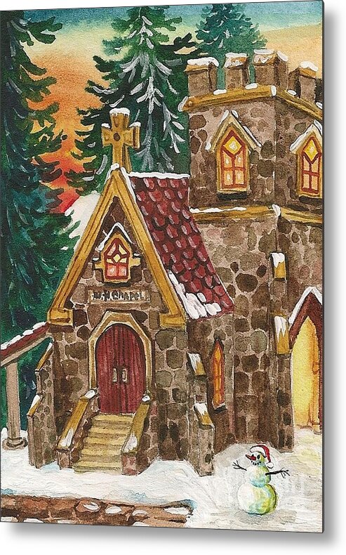 Ryta Metal Print featuring the painting Christmas Steeple by Margaryta Yermolayeva