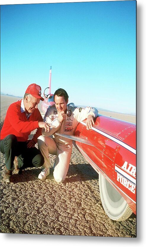 One Person Metal Print featuring the photograph Chuck Yeager And Stan Barrett by Us Air Force