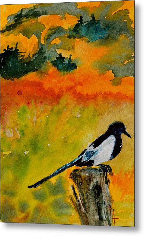 Magpie Metal Print featuring the painting Consider by Beverley Harper Tinsley