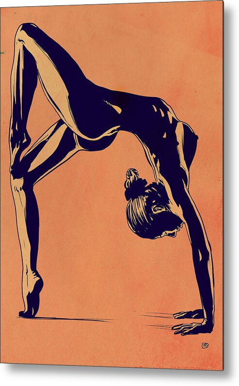 Flip Metal Print featuring the drawing Contortionist by Giuseppe Cristiano