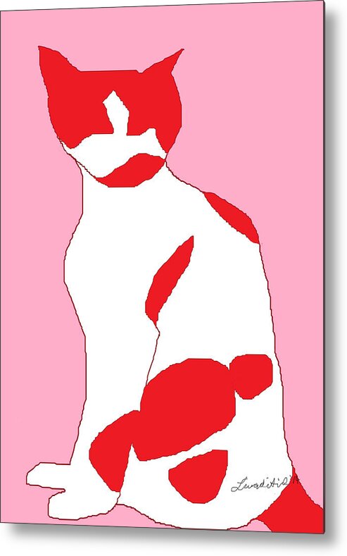 Cat Metal Print featuring the painting Cosmos Red by Anita Dale Livaditis