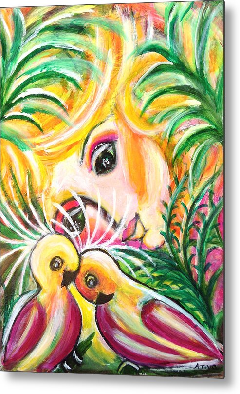 Parrots Metal Print featuring the painting Costa Rica by Anya Heller