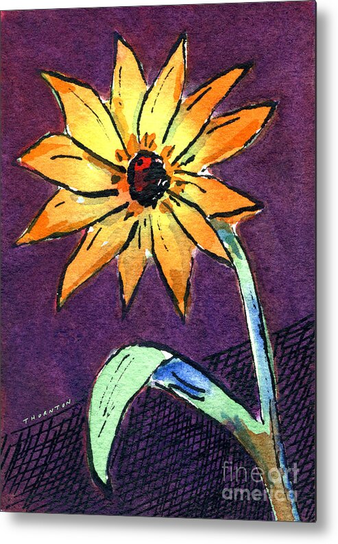 Daisy Metal Print featuring the painting Daisy on Dark Background by Diane Thornton