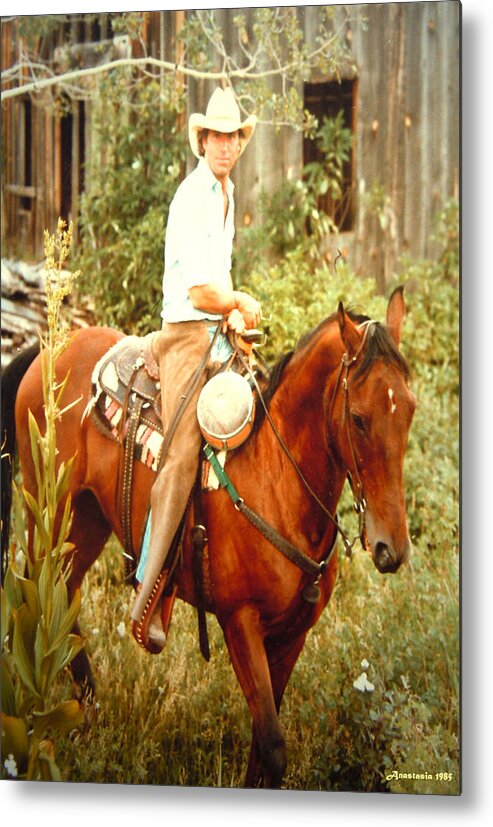 Dan Fogelberg Metal Print featuring the photograph Dan Fogelberg Riding by the Old Schoolhouse by Anastasia Savage Ealy