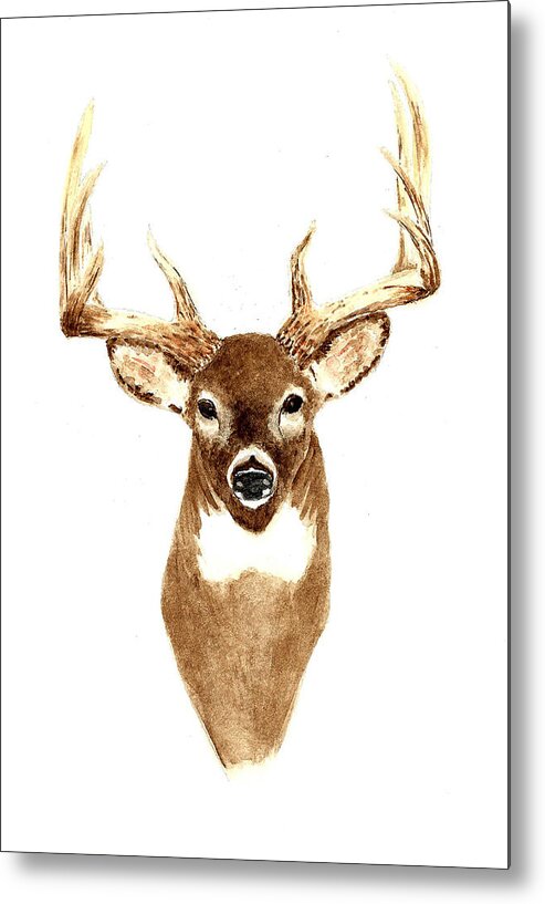 Deer Metal Print featuring the painting Deer - Front View by Michael Vigliotti