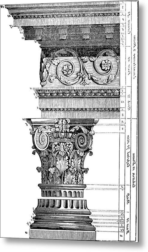 Corinthian Column Metal Print featuring the photograph Detail Of A Corinthian Column And Frieze II by Suzanne Powers
