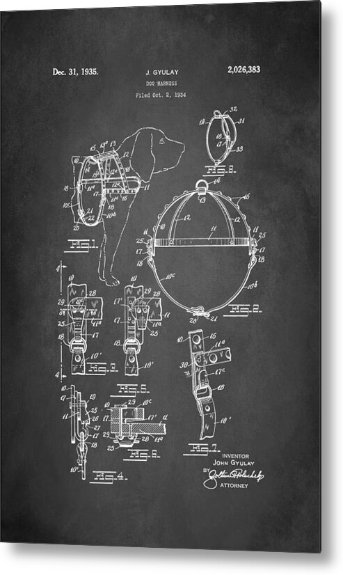 Dog Harness Patent Metal Print featuring the digital art Dog Harness Patent 1935 by Patricia Lintner