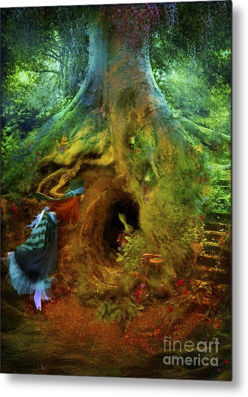 Wonderland Metal Print featuring the digital art Down the Rabbit Hole by MGL Meiklejohn Graphics Licensing