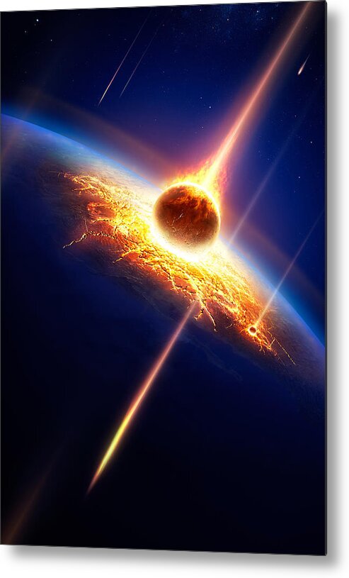 Earth Metal Print featuring the photograph Earth in a meteor shower by Johan Swanepoel