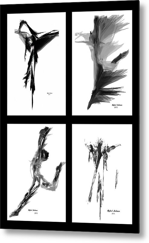 Abstract Metal Print featuring the digital art Emotions in Black - Abstract Quad by Rafael Salazar