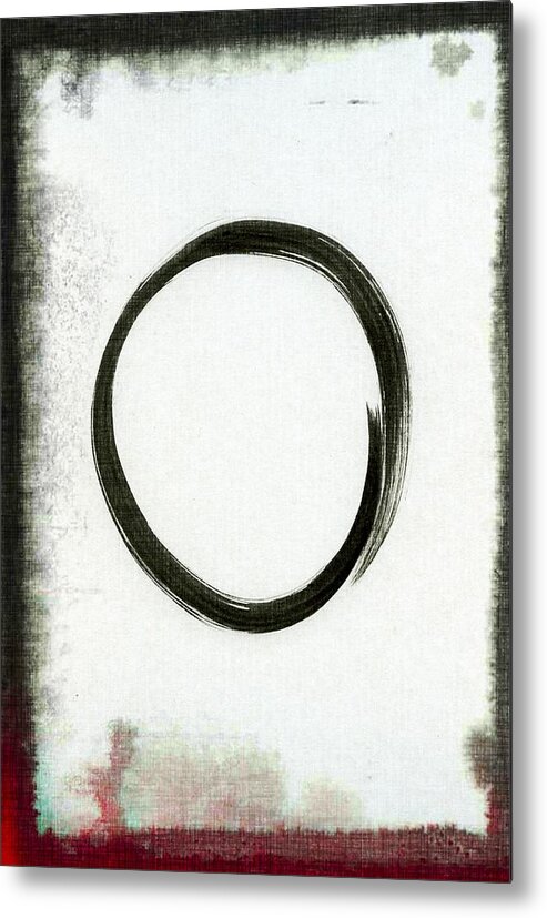 Enso Metal Print featuring the painting Enso #2 - Zen Circle Abstract Black and Red by Marianna Mills