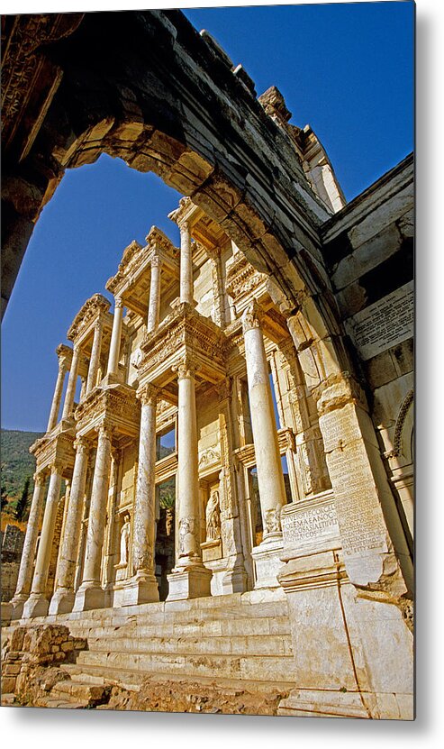 Early Christianity Metal Print featuring the photograph Ephesus library 2 by Dennis Cox