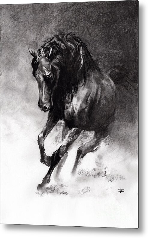 Charcoal Metal Print featuring the drawing Equine by Paul Davenport