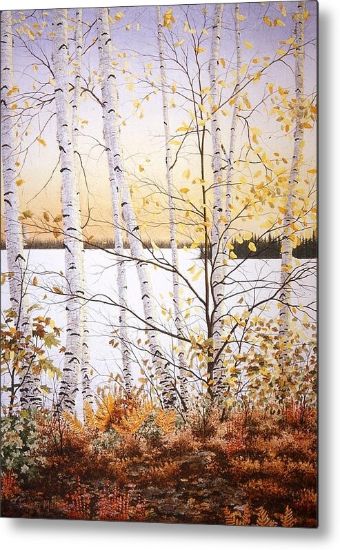 Autumn Metal Print featuring the painting Evening in Muskoka by Conrad Mieschke