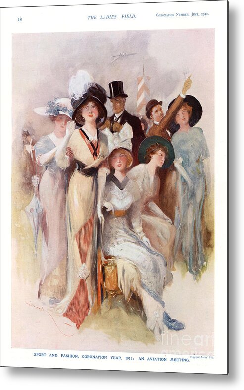 1910s Metal Print featuring the drawing Fashion At Ascot Races 1911 1910s Uk Cc by The Advertising Archives