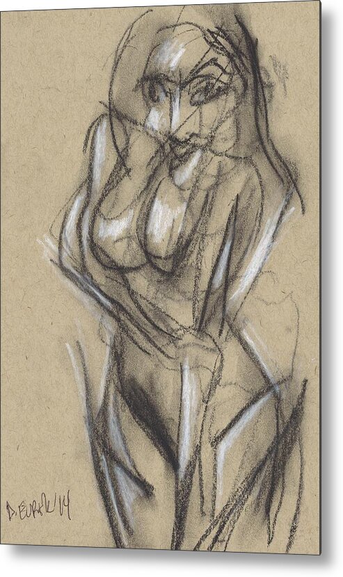 Abstract Metal Print featuring the drawing Female Study 12 by Drew Eurek