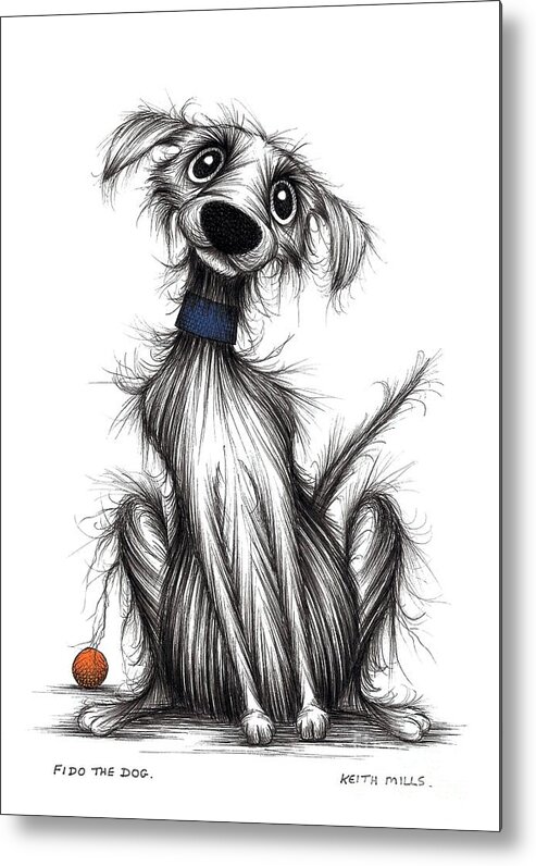 Fido Metal Print featuring the drawing Fido the dog by Keith Mills
