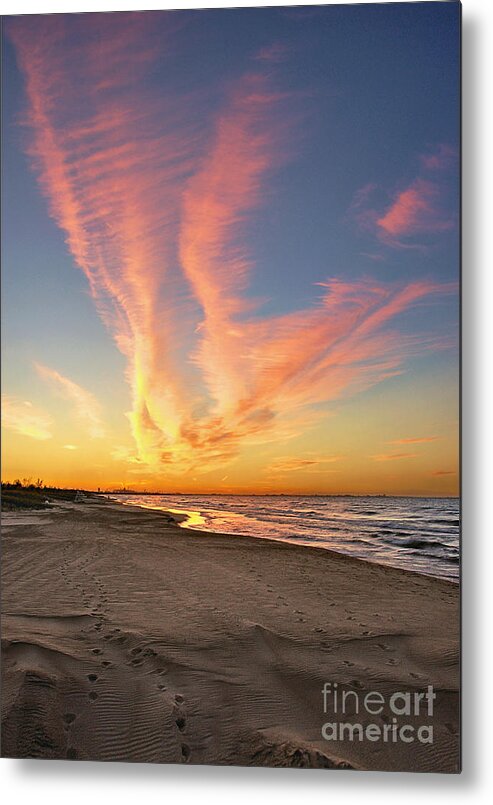 Beach Metal Print featuring the photograph Fire in the Sky by Brett Maniscalco