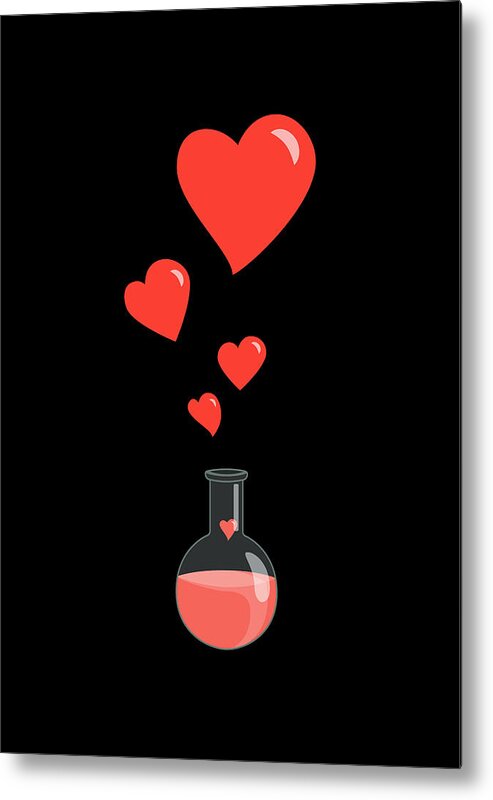 Geek Valentine Metal Print featuring the digital art Flask of Hearts by Boriana Giormova
