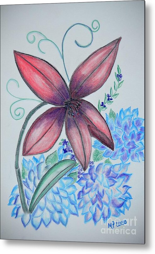 Floral Art 14-2 Metal Print featuring the pastel Floral Art 14-2 by Maria Urso