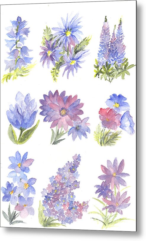 Flowers Metal Print featuring the painting Floral Pastels by Carol Wisniewski