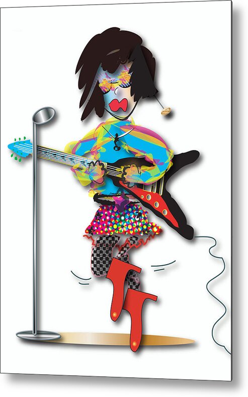 Music Metal Print featuring the digital art Flying V Girl by Marvin Blaine