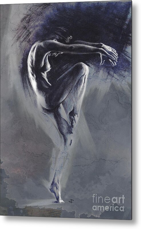 Figurative Metal Print featuring the drawing Fount II. textured b. by Paul Davenport