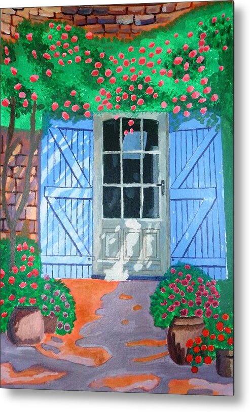 Landscapes Metal Print featuring the painting French farm yard by Magdalena Frohnsdorff
