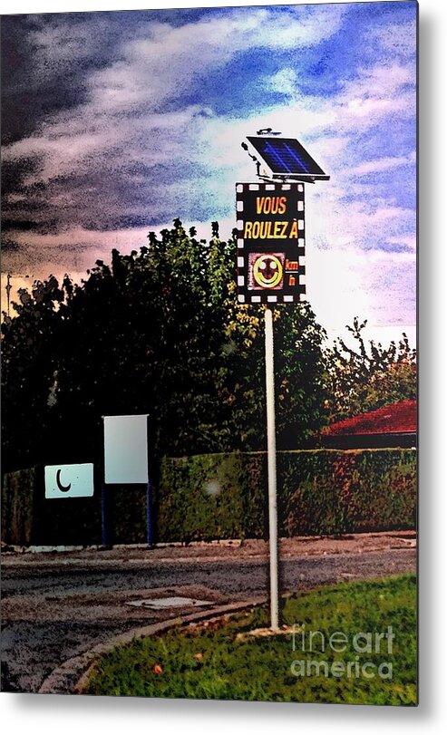 Smiley Metal Print featuring the photograph French Smiley Road Sign by HELGE Art Gallery