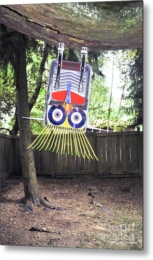 Assemblage Sculpture Metal Print featuring the mixed media Fun to hang upside down from a tree by Bill Thomson